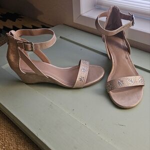 Ankle Strap Wedge Sandals - Rose Gold